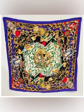 Moschino vintage  Multicolor Silk Scarf - Purple Border